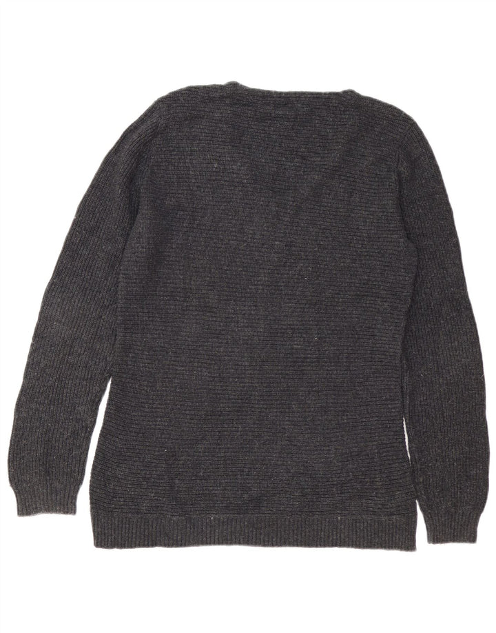 FAT FACE Dame Oversized V-hals sweater UK 10 Lille grå bomuld
