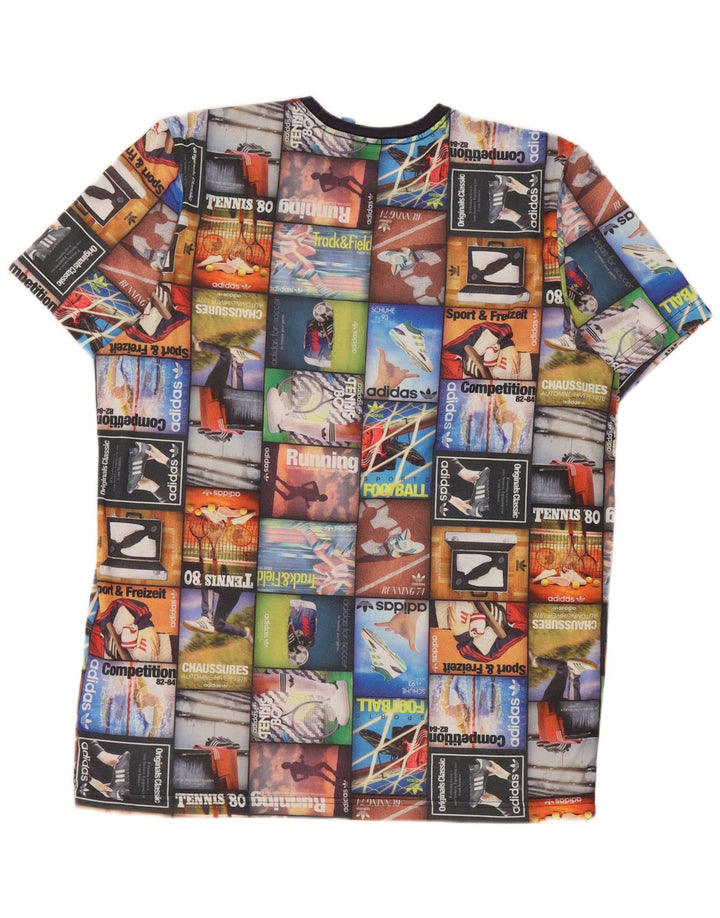 Adidas Herre grafisk T-shirt Top Stor flerfarvet Patchwork Polyester