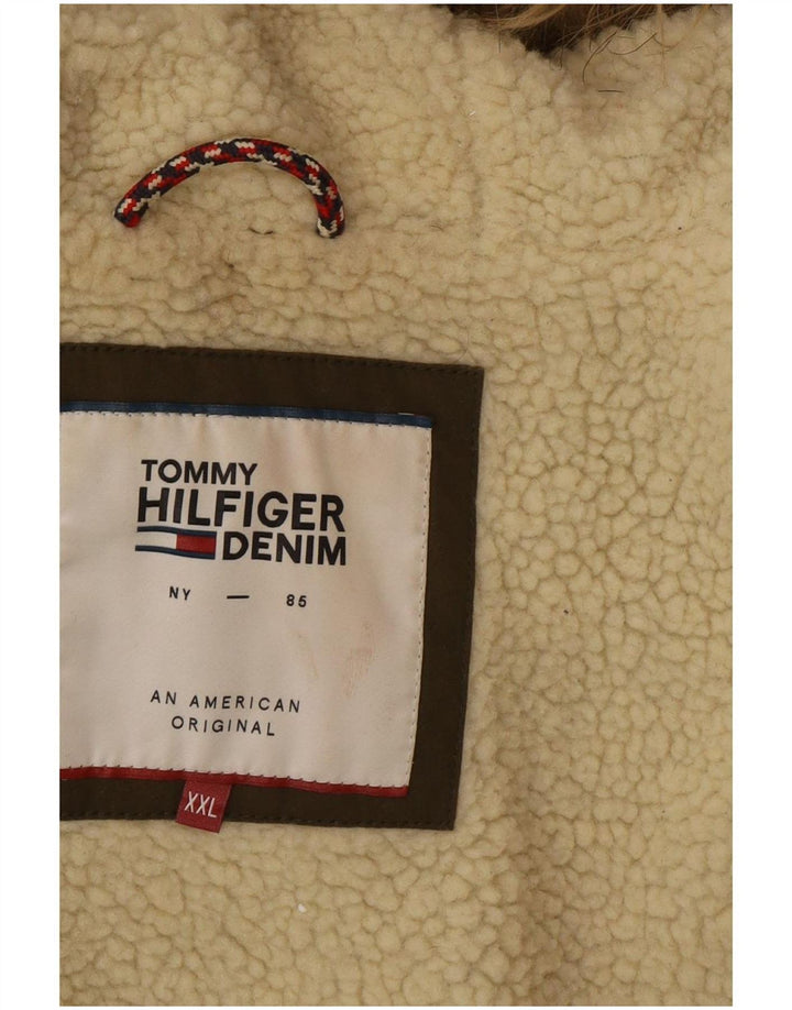 Tommy Hilfiger Herre Hooded Parka Jacket UK 44 2XL Khaki Polyester