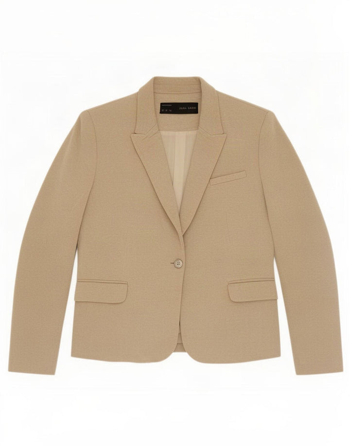 Zara Dame 1 Knap Blazer Jacket UK 18 XL Beige Flecked Polyester