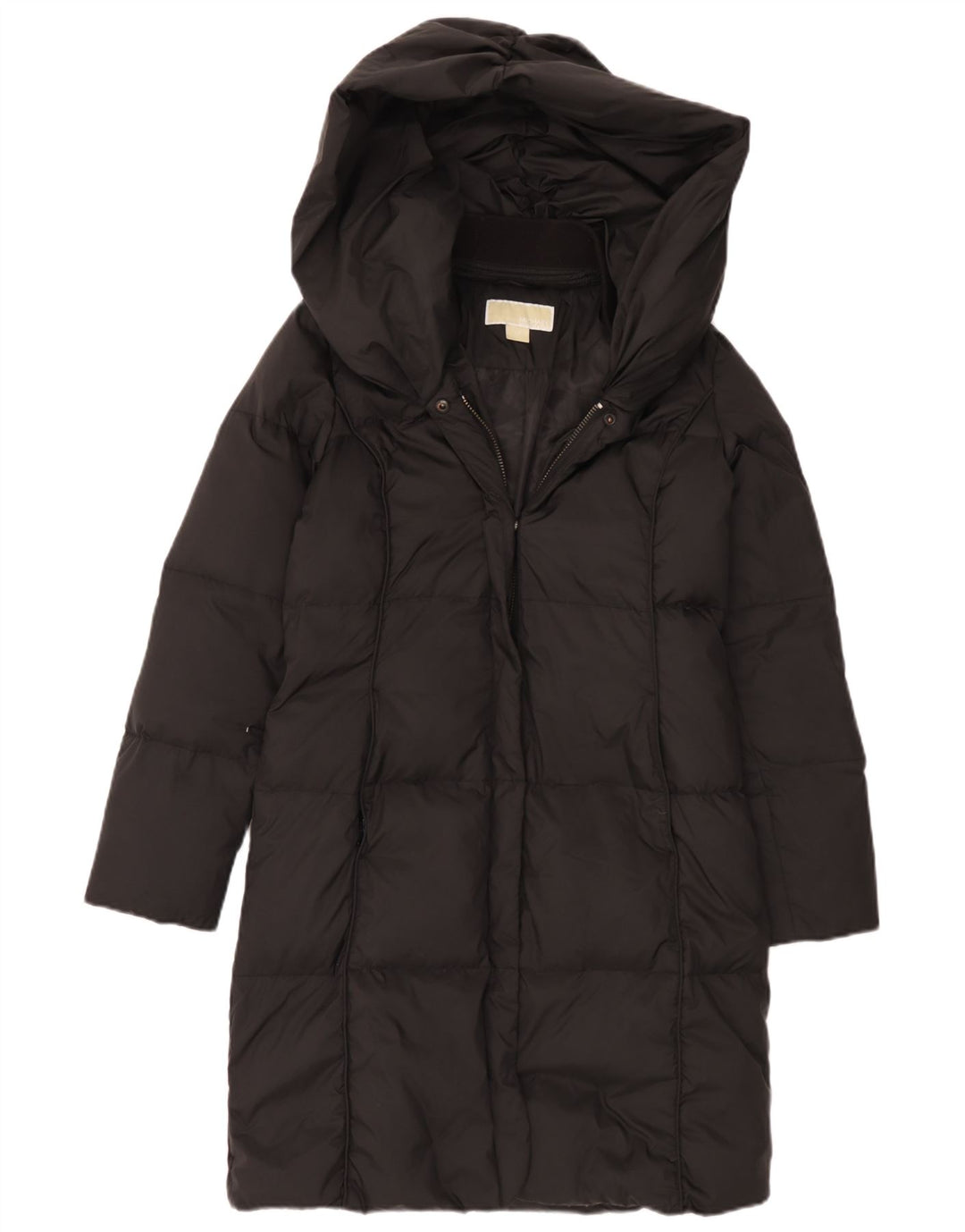 Michael Kors Dame Hætte Oversized Polstret Frakke UK 6 XS Sort Polyester