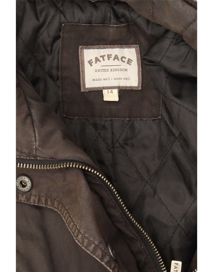 Fat Face Dame Parka Jacket UK 14 Stor Grå Bomuld