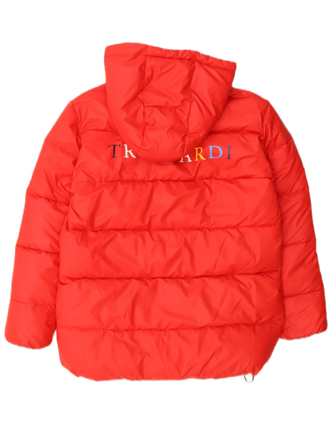 Trussardi drenge grafisk polstret hættejakke 11-12 år rød polyester