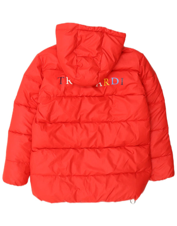Trussardi drenge grafisk polstret hættejakke 11-12 år rød polyester