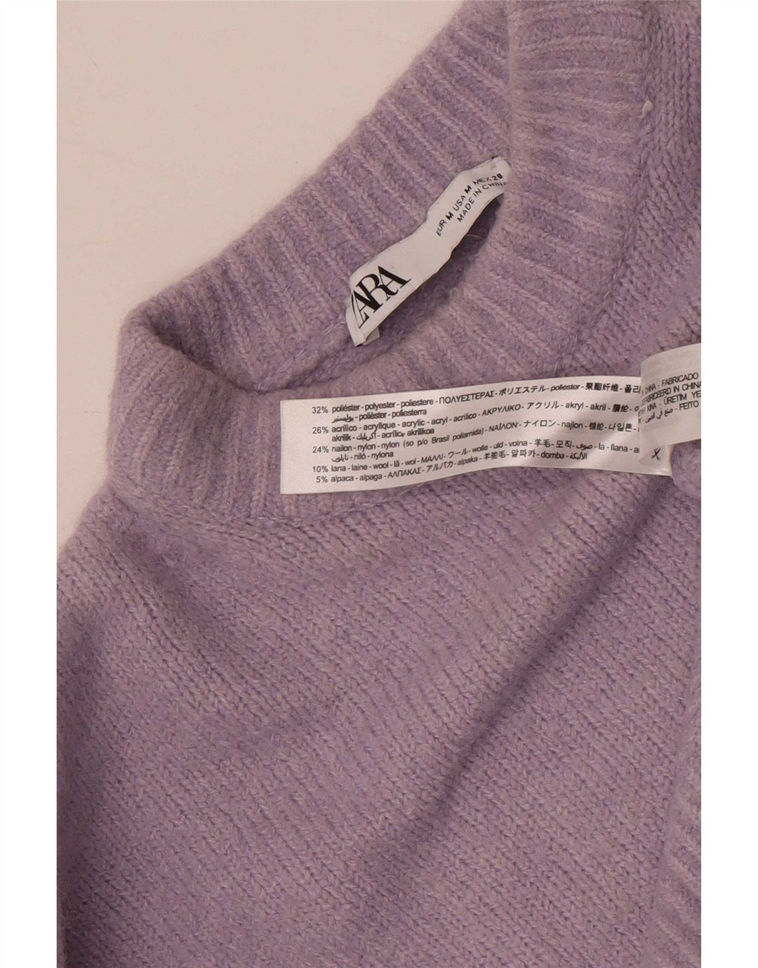 Zara Womens Crop Jumper Sweater UK 14 Medium Lilla Polyester