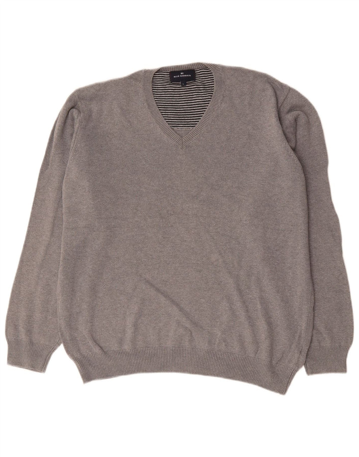 Marks & Spencer Herre Blue Harbor V-hals sweater Stor grå bomuld