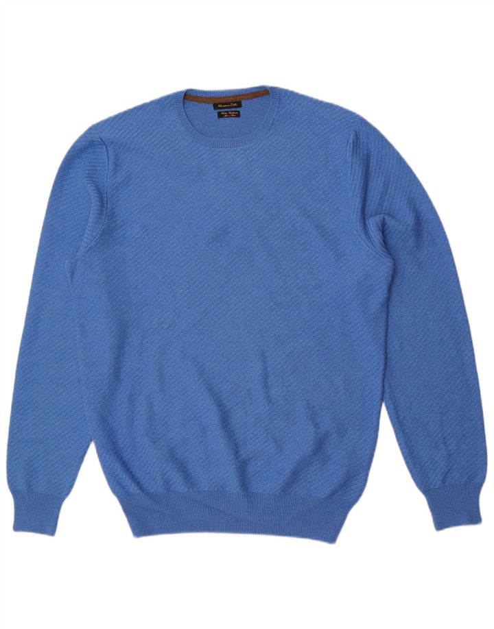 Massimo Dutti Herre Crew Neck Jumper Sweater Stor Blå Bomuld