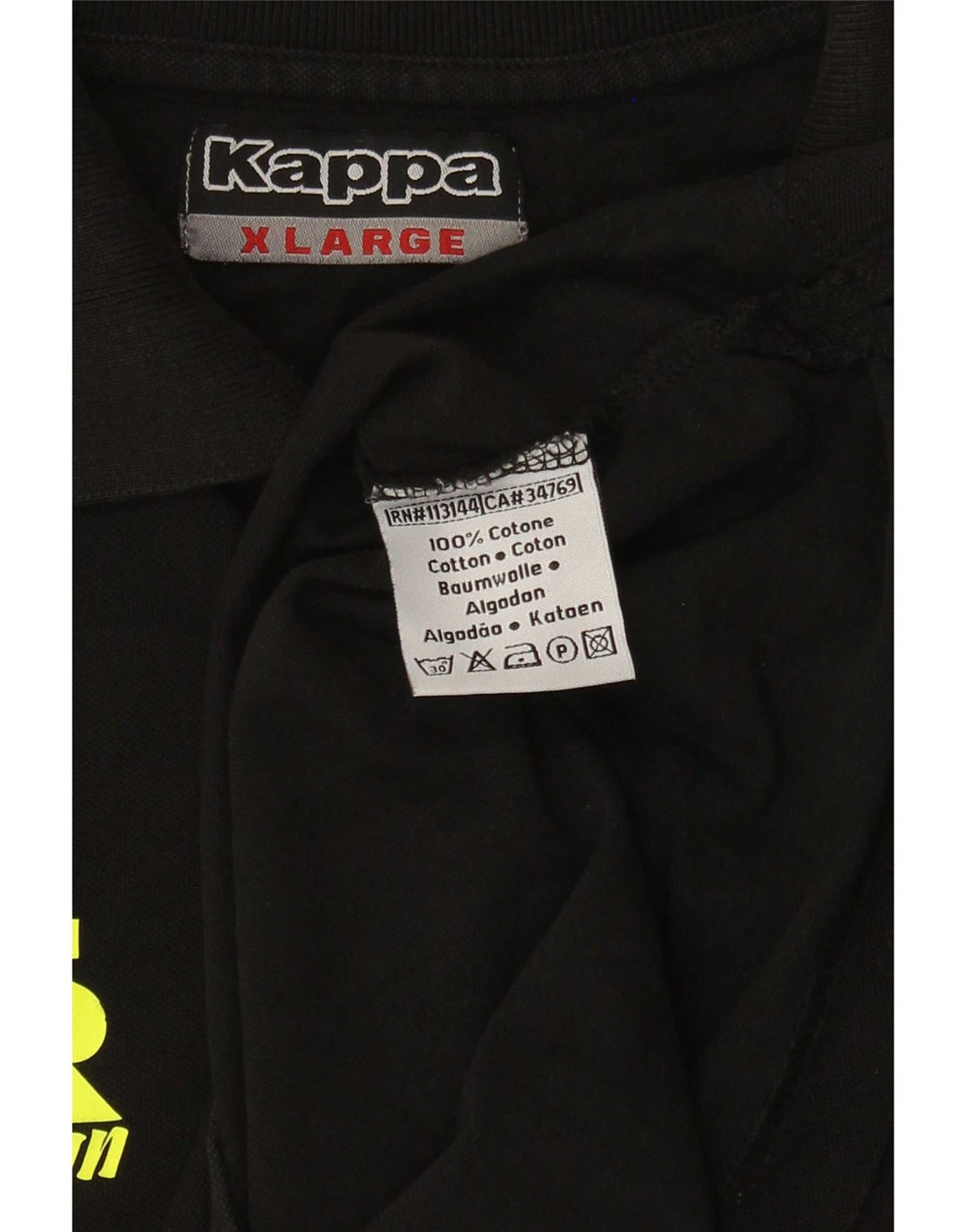 Kappa herre grafisk poloshirt XL sort bomuld