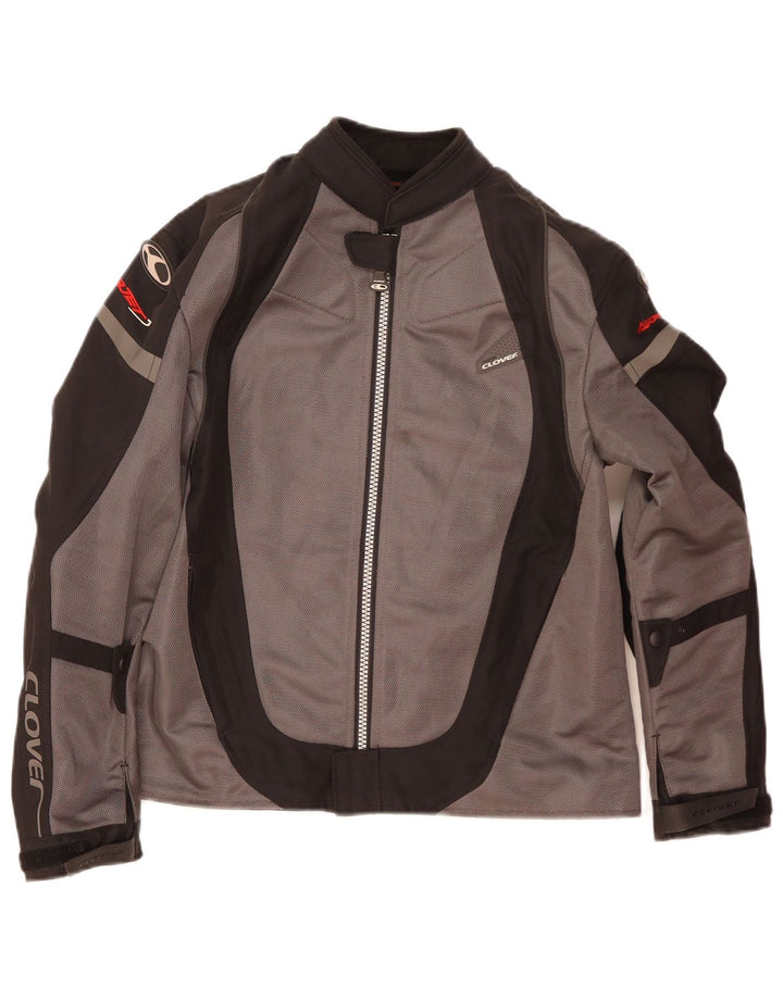 Clover Dame Motorcykel Racer Jakke UK 14 Medium Grey Colourblock