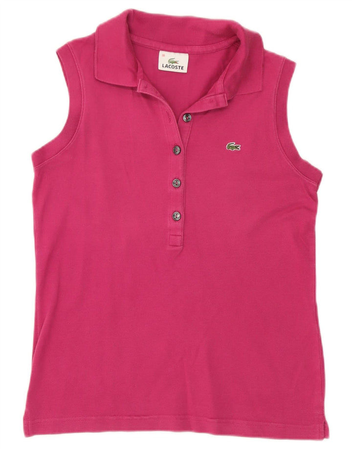Lacoste Dame ærmeløs polo shirt størrelse 38 Medium Pink Bomuld