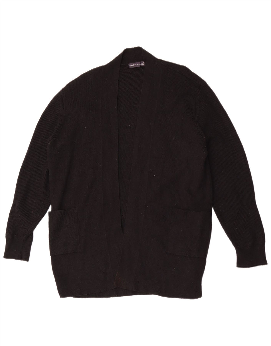 Marks & Spencer Dame Longline Åben Cardigan Sweater UK 20 2XL Sort