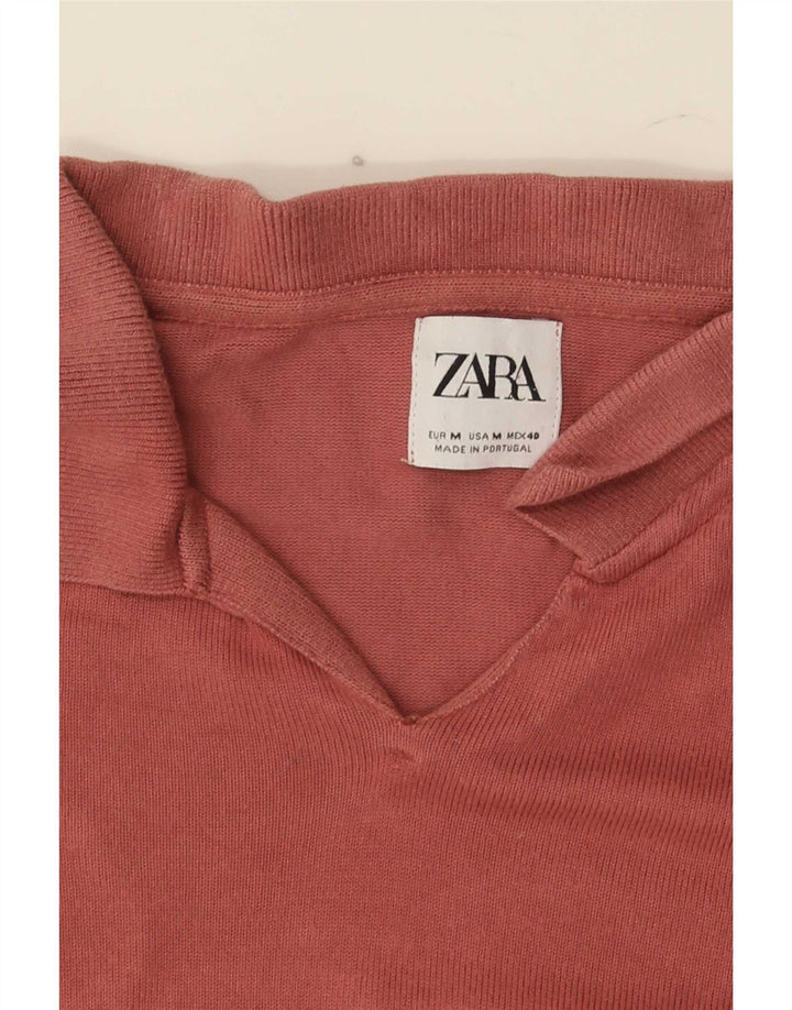 Zara Dame Polo Shirt UK 12 Medium Pink