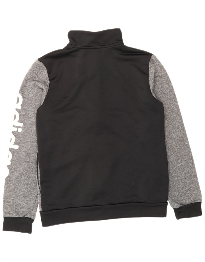 ADIDAS Boys Graphic Tracksuit Top Jacket 13-14 Years Grey Colourblock