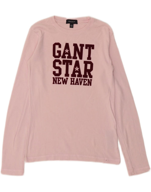 GANT Girls Graphic Top Long Sleeve 14-15 Years 3XL Pink Cotton