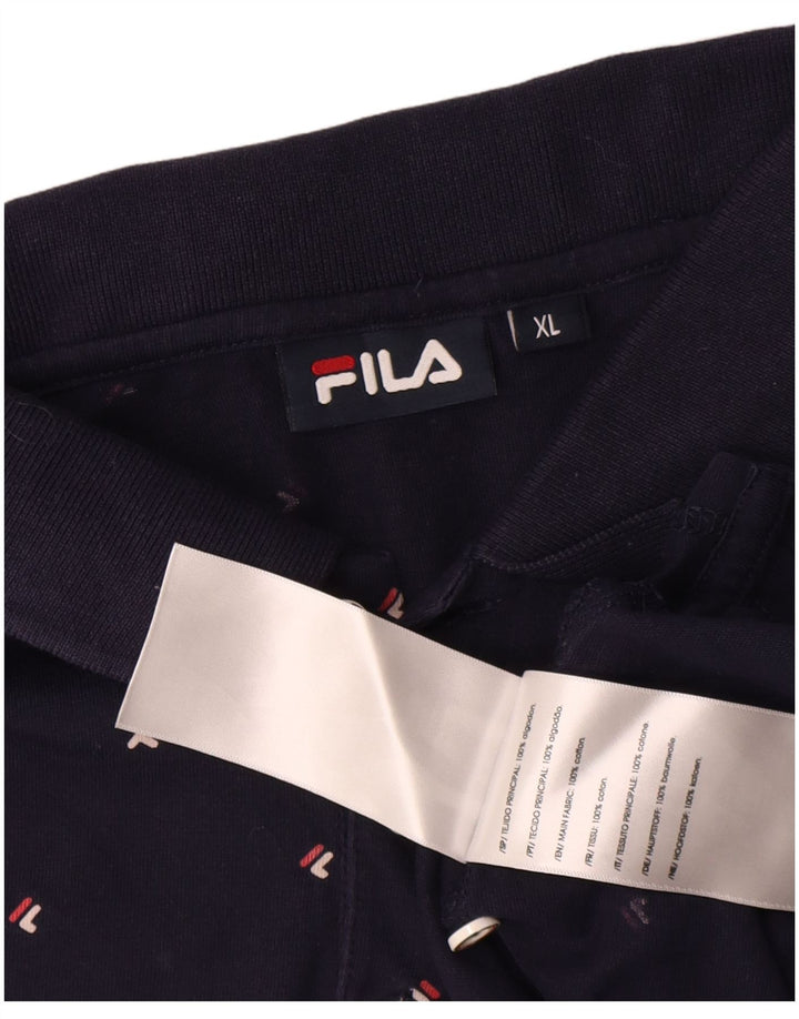 Fila Poloskjorte til mænd XL Navyblå Flecked Bomuld