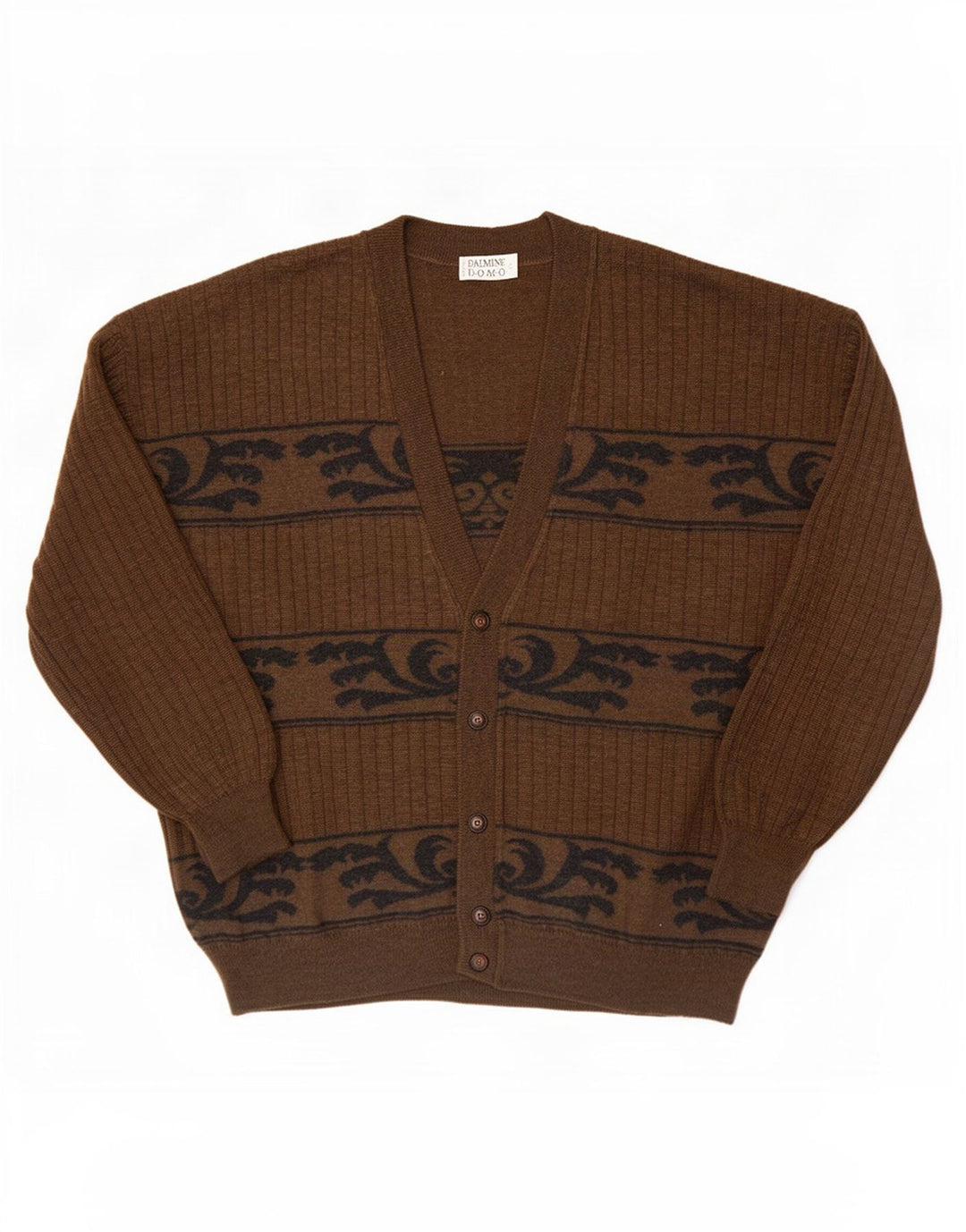 DALMINE Herre Cardigan Sweater IT 52 Large Khaki Paisley New Wool