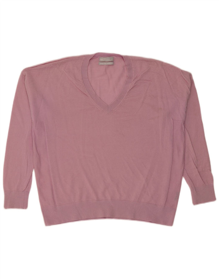 Marks & Spencer Dame Oversized V-hals sweater UK 14 Medium Pink
