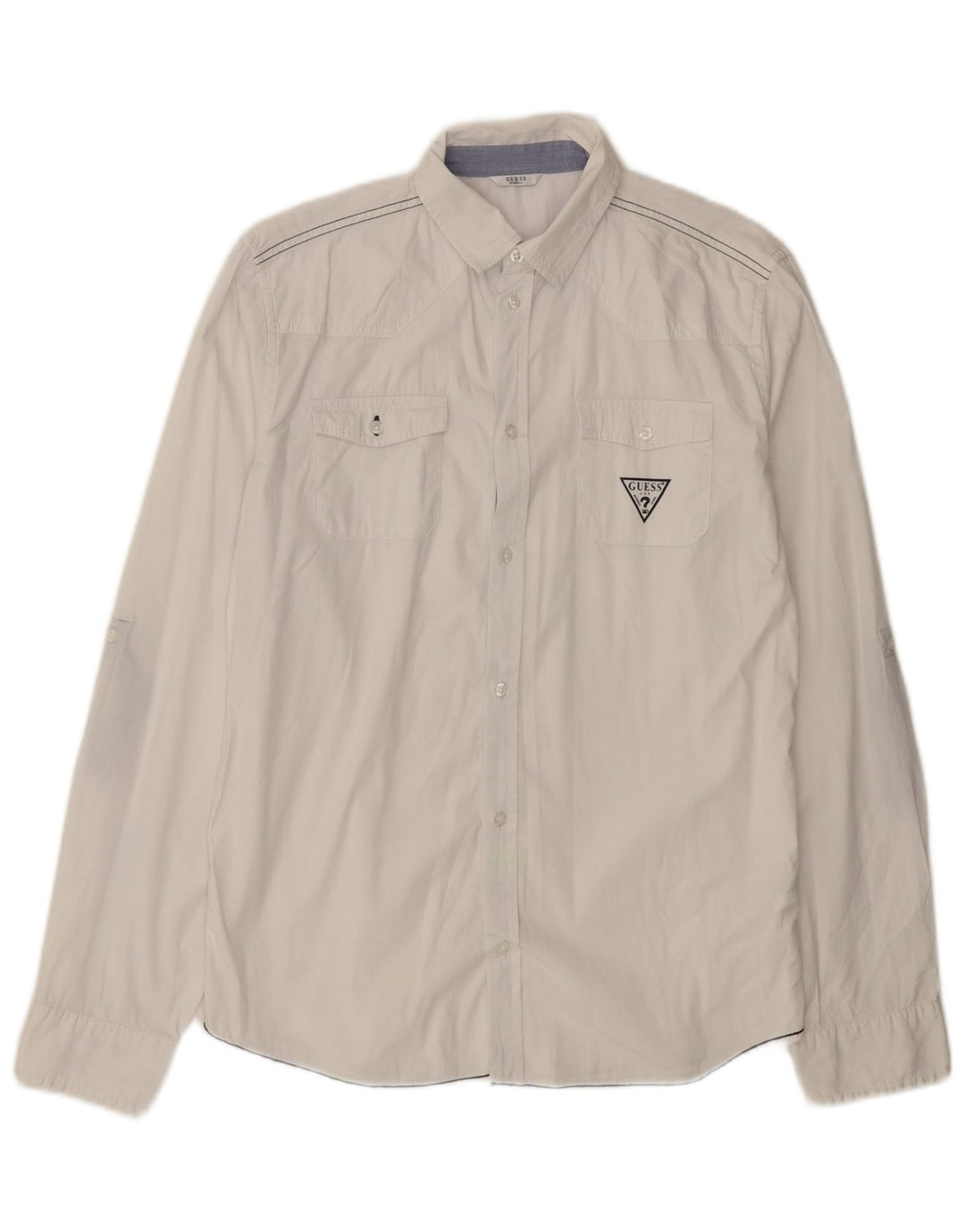 Guess Womens Shirt UK 16 Large White Bomuld