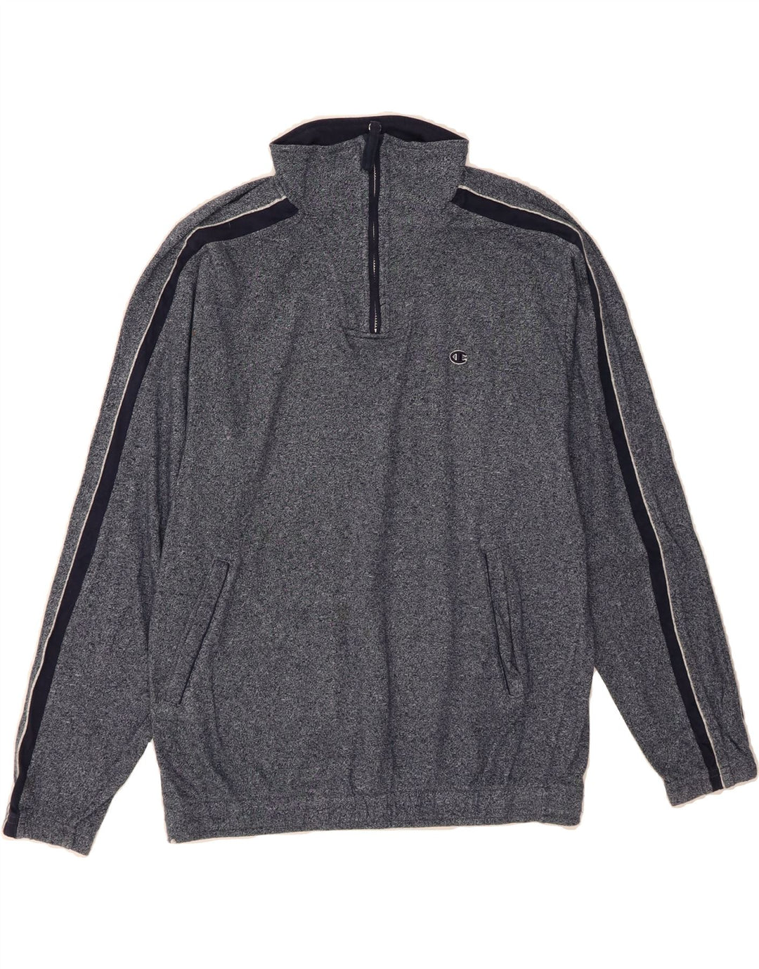CHAMPION Mens Zip Neck Sweatshirt Jumper Medium Navy Blue Cotton Vintage Champion and Second-Hand Champion from Messina Hembry 