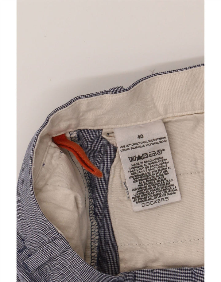 DOCKERS Mens Chino Shorts W40 XL Blue Houndstooth Cotton Vintage Dockers and Second-Hand Dockers from Messina Hembry 