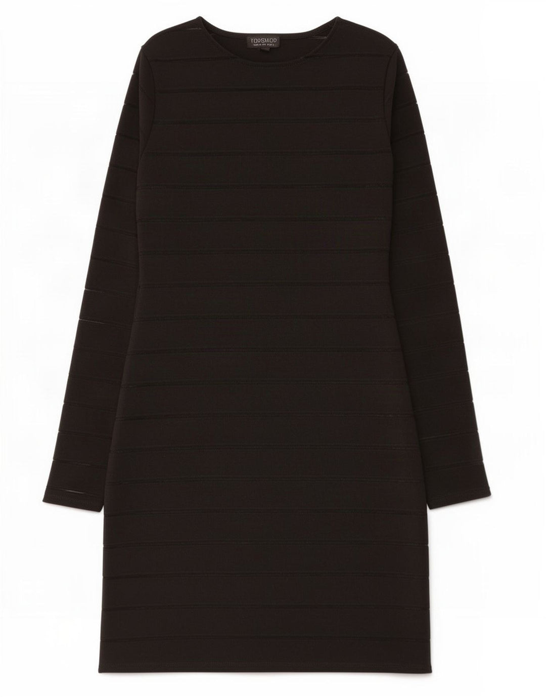 Topshop Dame Langærmet Skift Kjole UK 12 Medium Sort Stribet Polyester