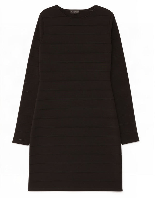Topshop Dame Langærmet Skift Kjole UK 12 Medium Sort Stribet Polyester