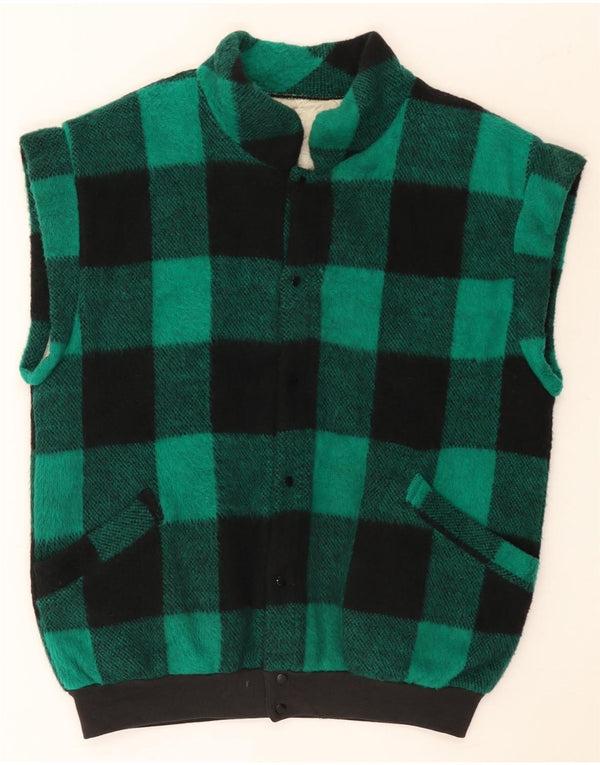 Vintage Herre Gilet UK 40 Large Green Gingham