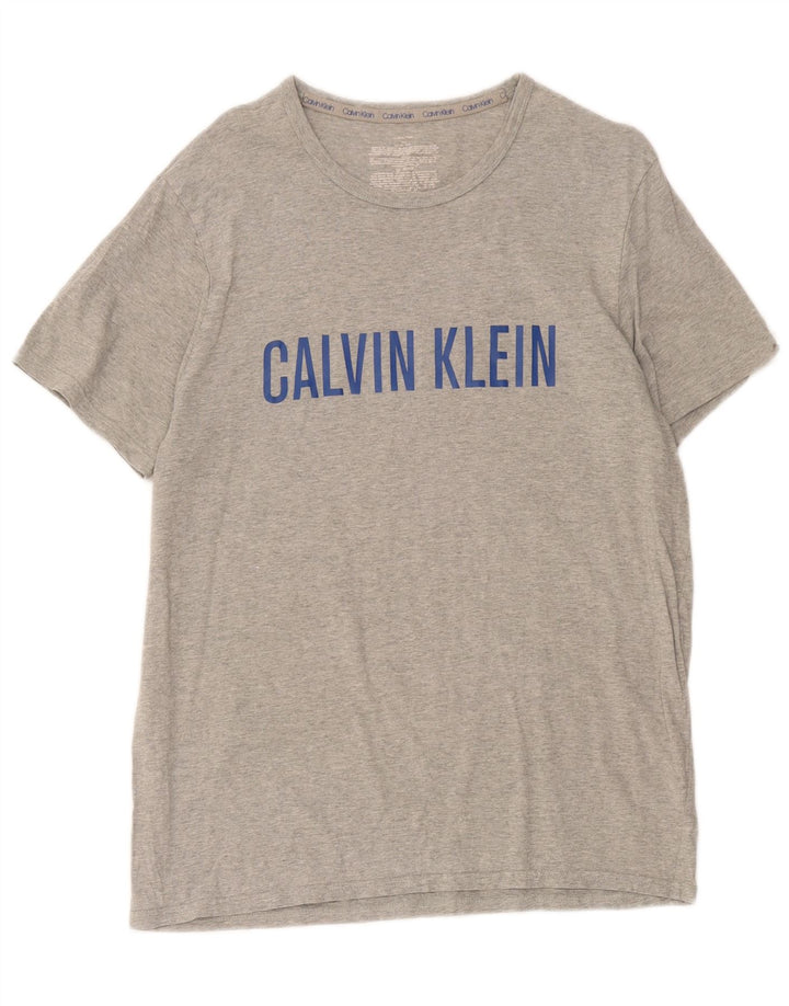 Calvin Klein Herre Grafisk T-Shirt Top Stor Grå Bomuld