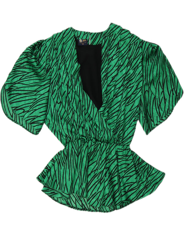 C&A Dame bluse Top EU 46 XL Grøn Stribet