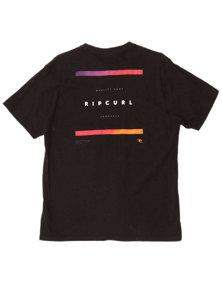 Rip Curl Herre Standard Fit Grafisk T-Shirt Top Stor Sort Bomuld