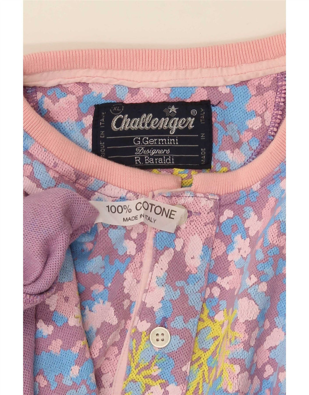 Challenger Herre T-Shirt Top XL Flerfarvet blomstret bomuld