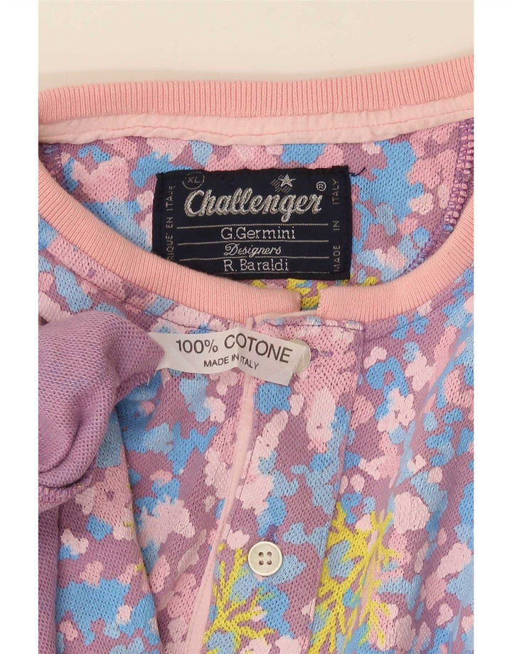 Challenger Herre T-Shirt Top XL Flerfarvet blomstret bomuld