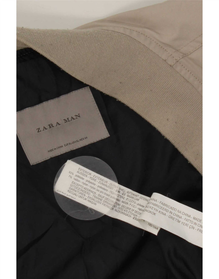 Zara Herre Bomber Jacket UK 42 XL Grå Polyester