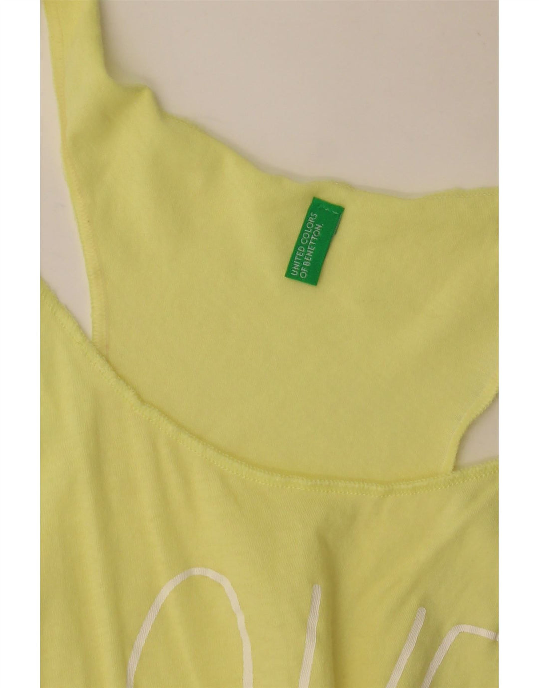 BENETTON Dame Grafisk Tunika Top UK 8 Small Yellow Colourblock Beach