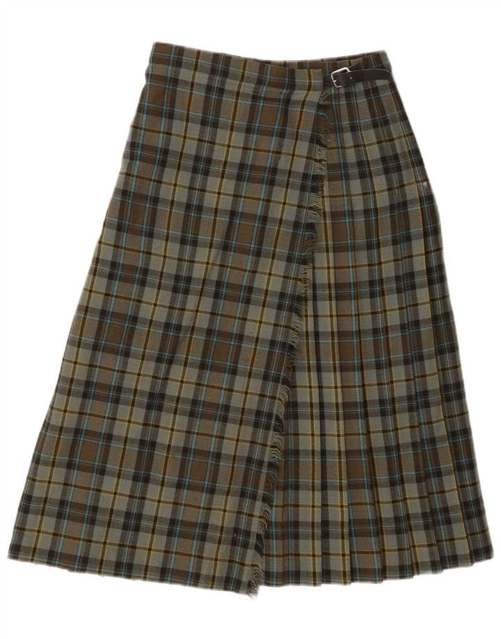 Pringle Womens Kilted Wrap Nederdel W26 Small Green Check New Wool
