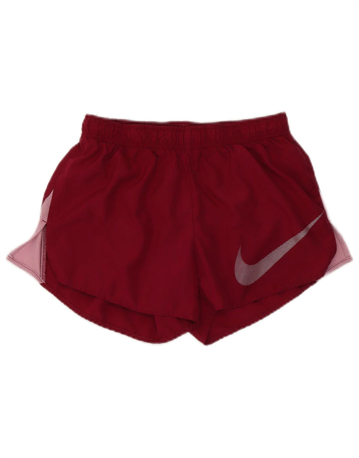 NIKE Dri Fit sportsshorts til kvinder UK 6 XS Maroon Colourblock