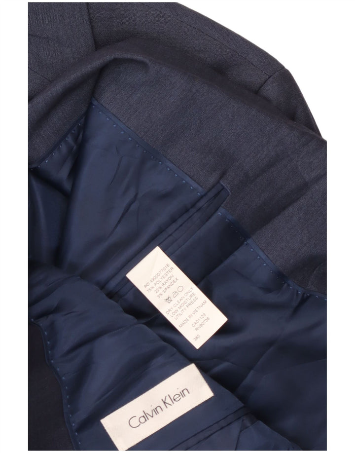 Calvin Klein Herre 2 Button Blazer Jacket UK 38 Medium Navy Blue Polyester