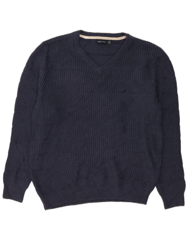 Nautica Herre V-hals sweater XL marineblå bomuld