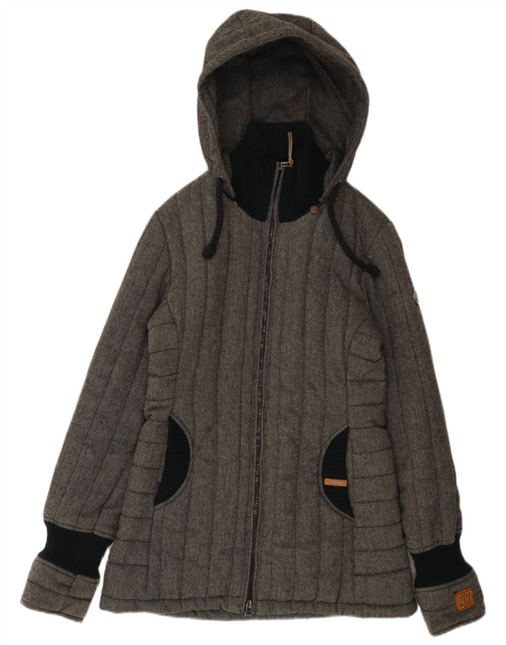 KHUJO Polstret hættejakke til kvinder UK 14 Medium Grey Colourblock Polyester