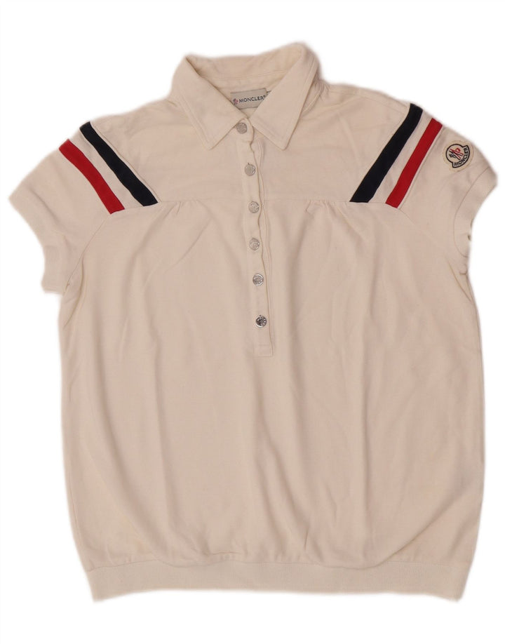 Moncler Dame Polo Shirt UK 10 Small Off White Stribet