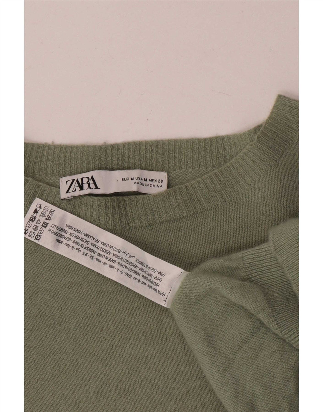 Zara Dame Boat Neck Jumper Sweater UK 14 Medium Khaki Wool