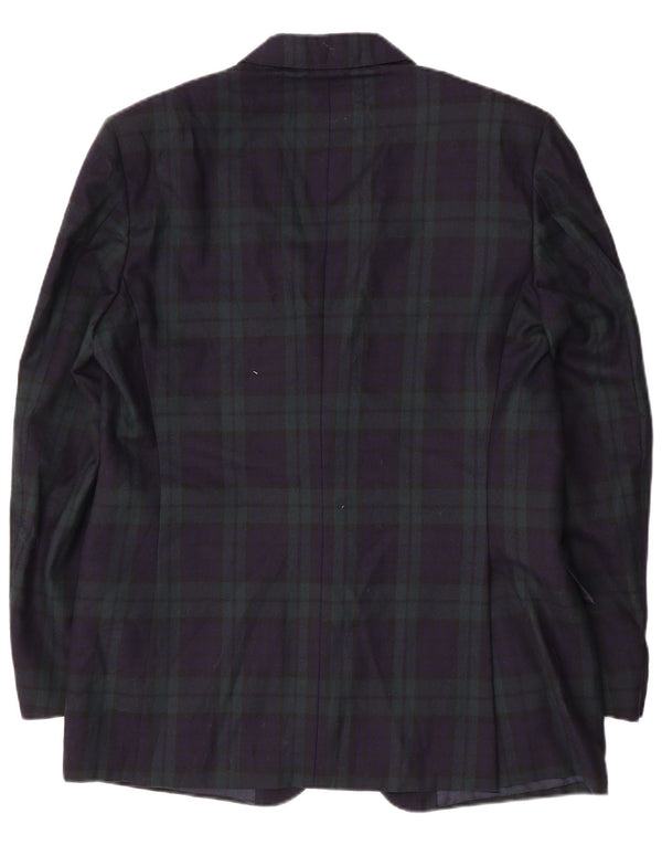 Vintage herre 2-knaps blazerjakke IT 54 2XL marineblå plaiduld