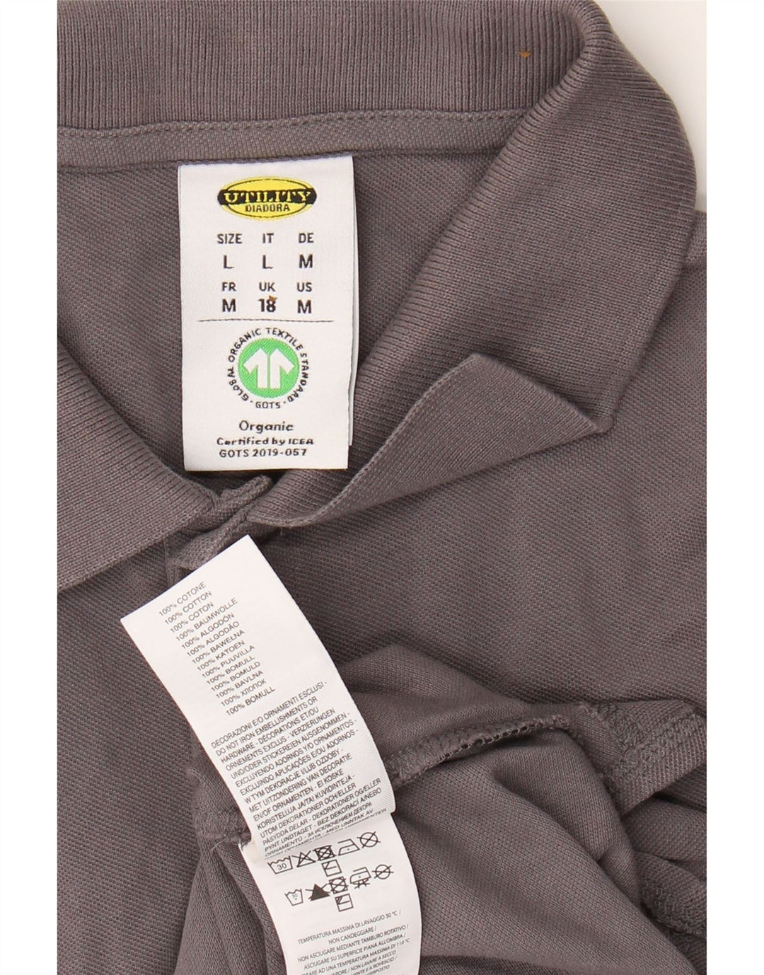 DIADORA Mens Polo Shirt Large Grey Cotton Vintage Diadora and Second-Hand Diadora from Messina Hembry 