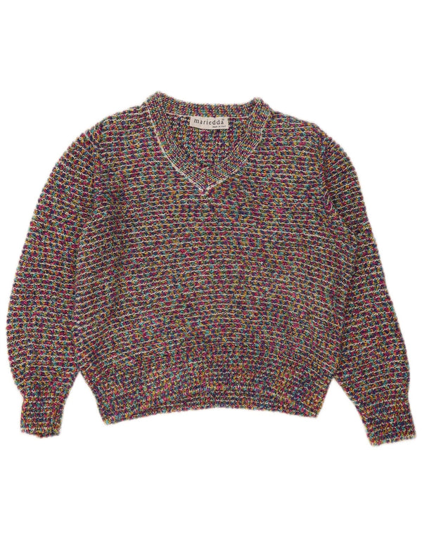 Mariedda Womens V-Neck Jumper Sweater IT 46 Large Multicoloured Flecked