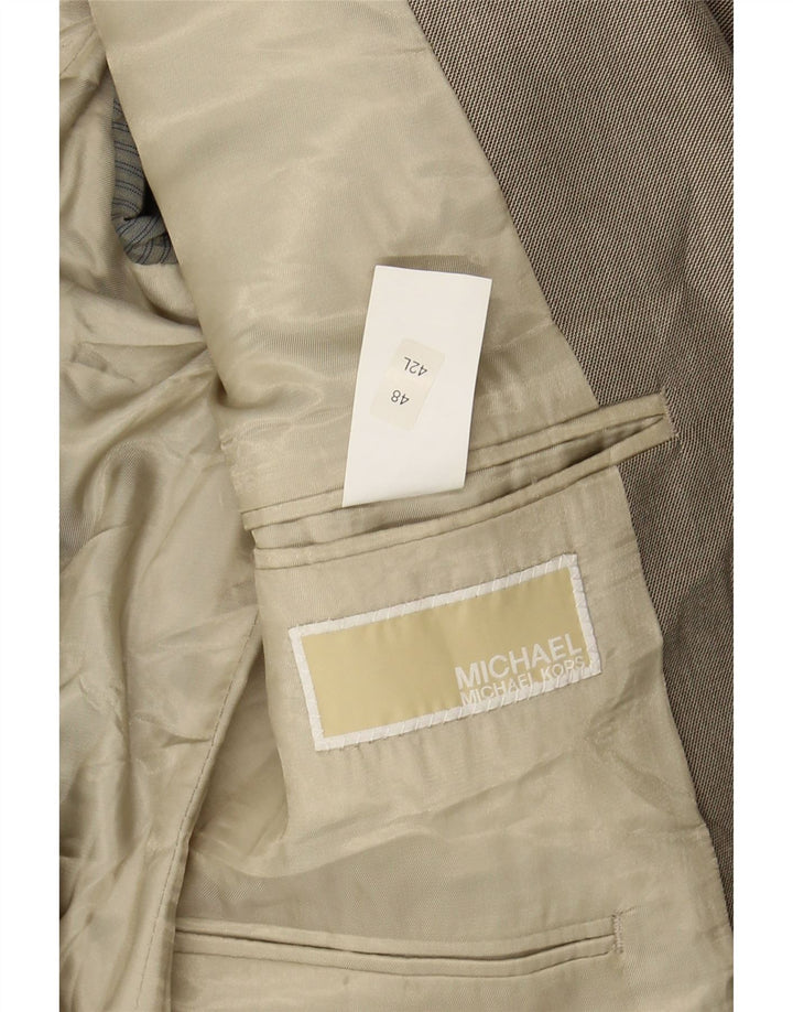MICHAEL KORS Mens 2 Button Blazer Jacket IT 48 Medium Beige Polyester Vintage Michael Kors and Second-Hand Michael Kors from Messina Hembry 
