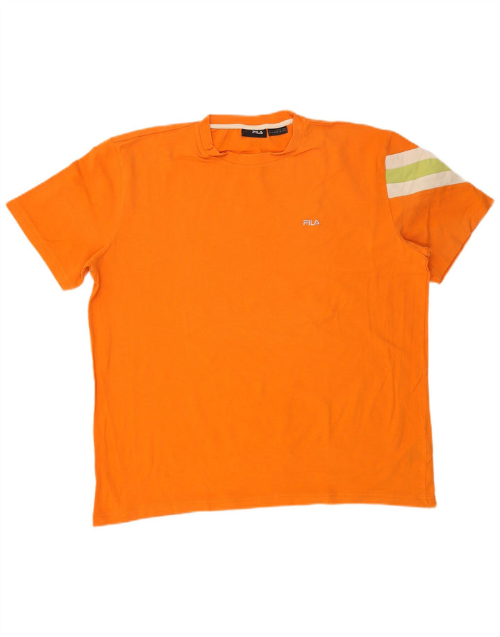 Fila Herre T-Shirt Top XL Orange Colourblock Bomuld