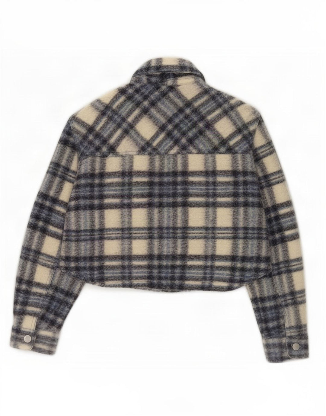 Zara Womens Crop 3/4-ærmet oversized bomberjakke UK 10 lille grå ternet
