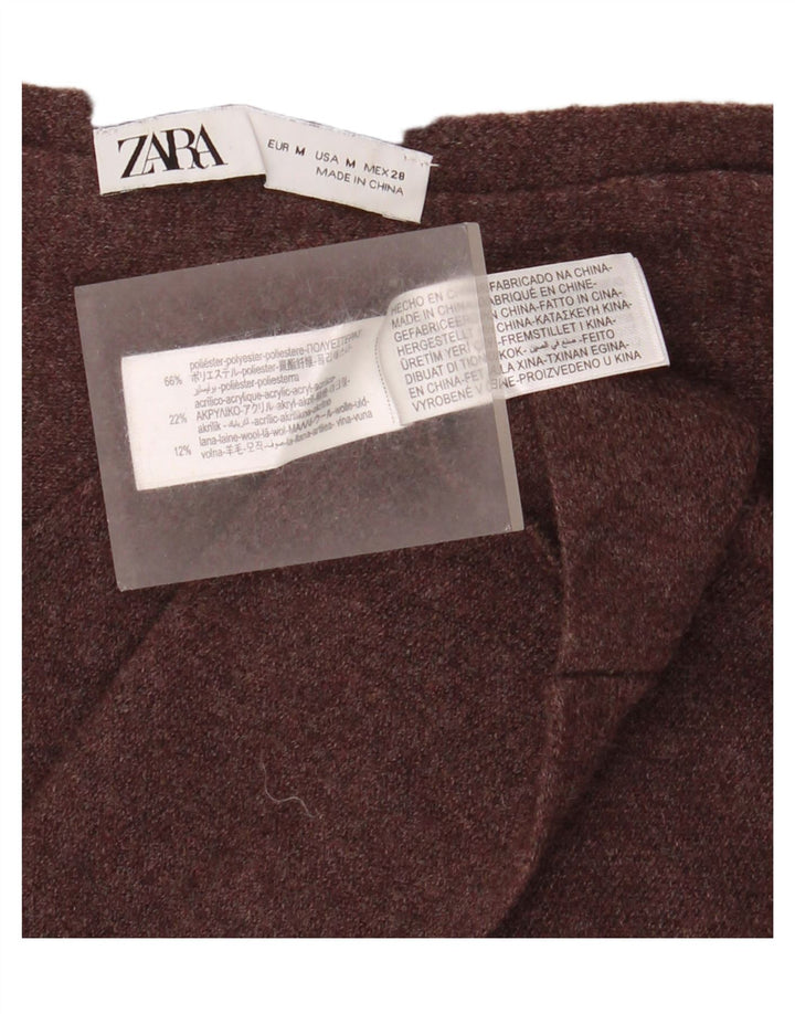 Zara Womens Oversized Boat Neck Jumper Sweater UK 14 Medium Brown Polyester