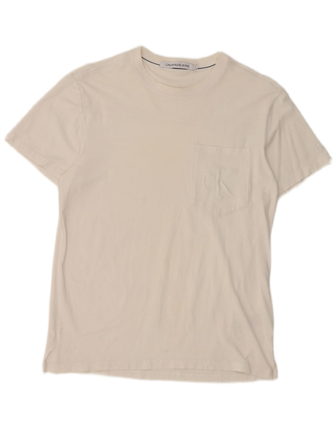 Calvin Klein Jeans Herre T-Shirt Top Lille Hvid Bomuld