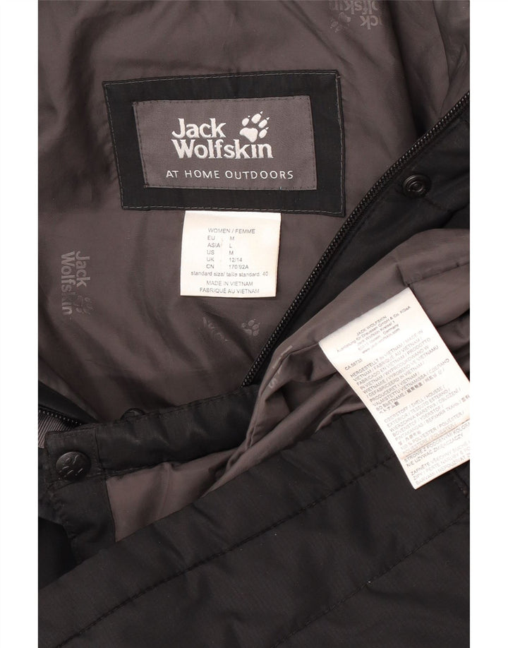 Jack Wolfskin Dame Hætte Polstret Frakke UK 12/14 Medium Sort Polyester